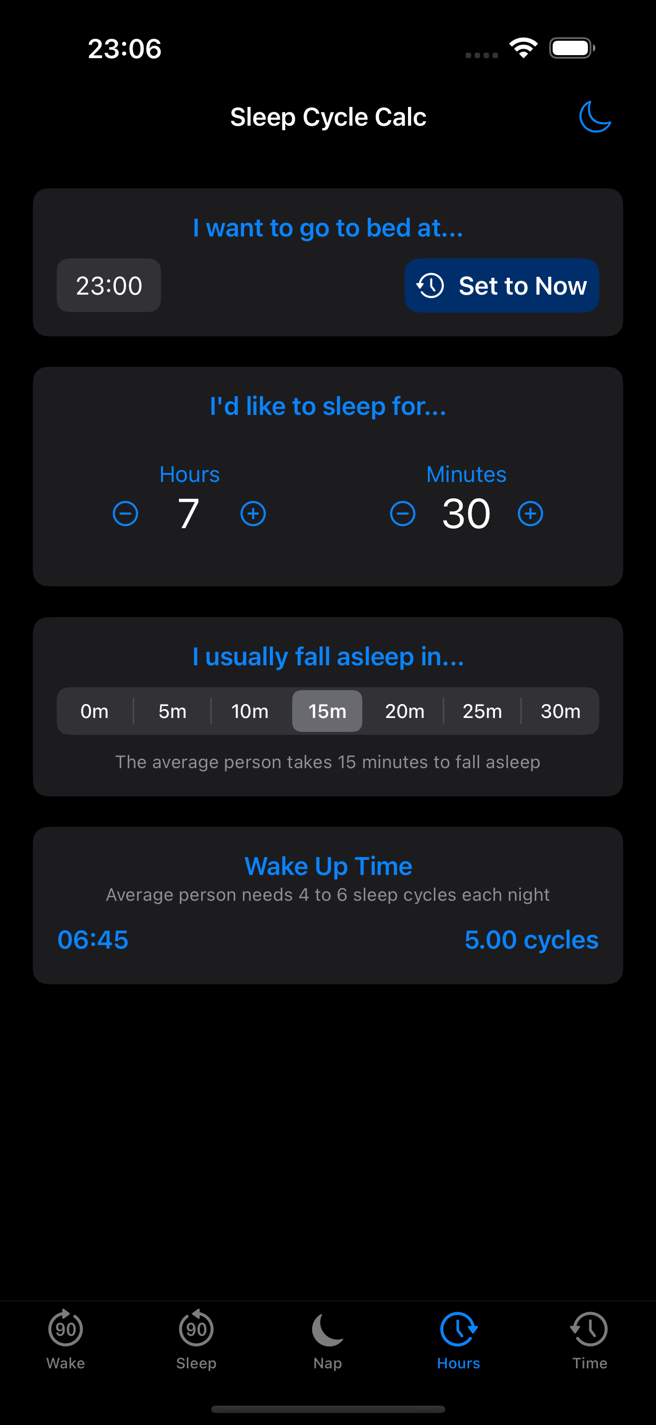 Hours calculator (dark)