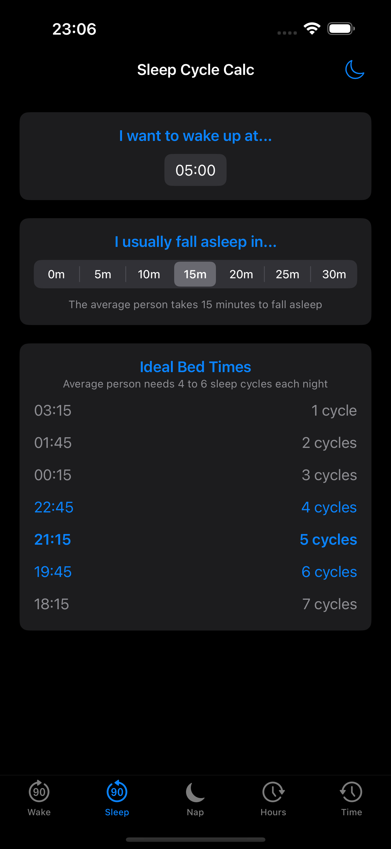 Sleep tab (dark)