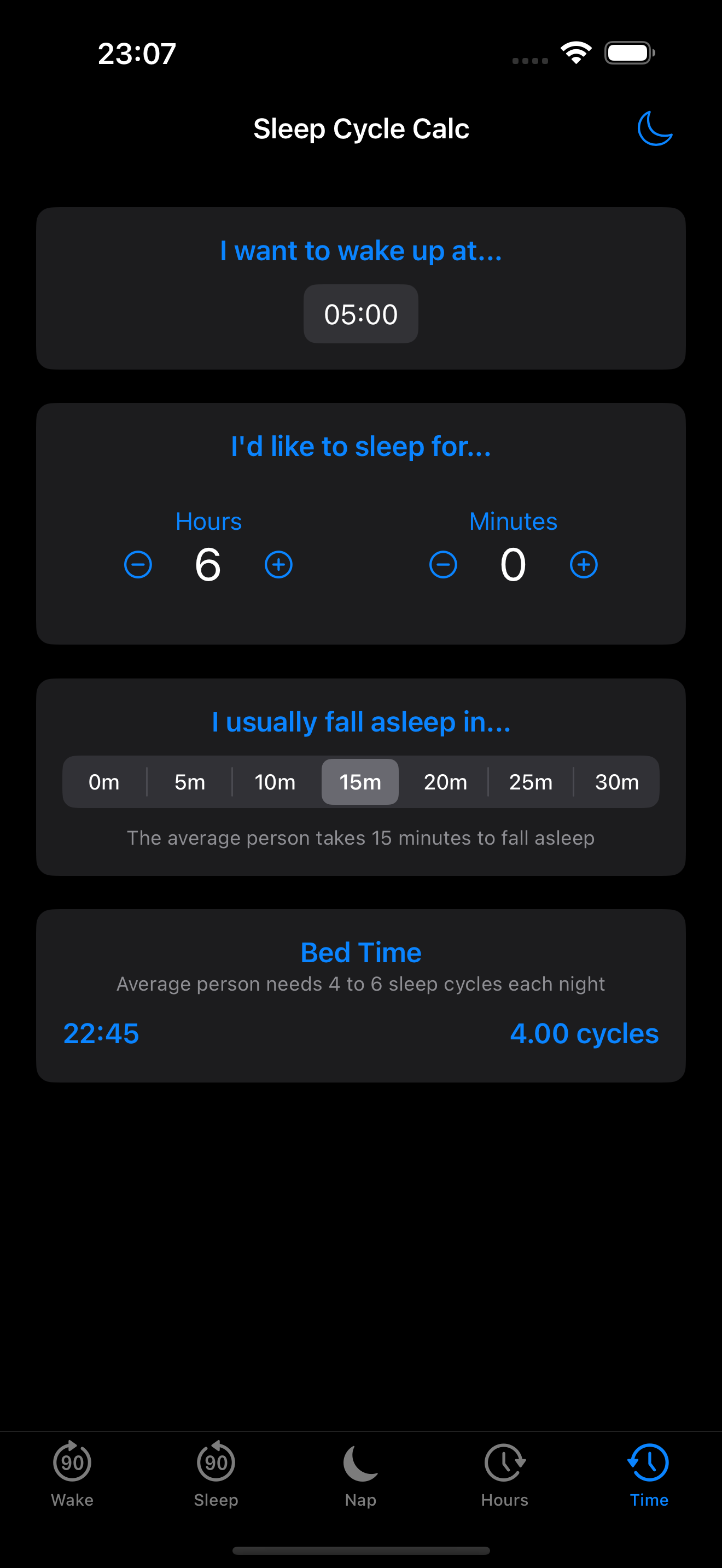 Time calculator (dark)