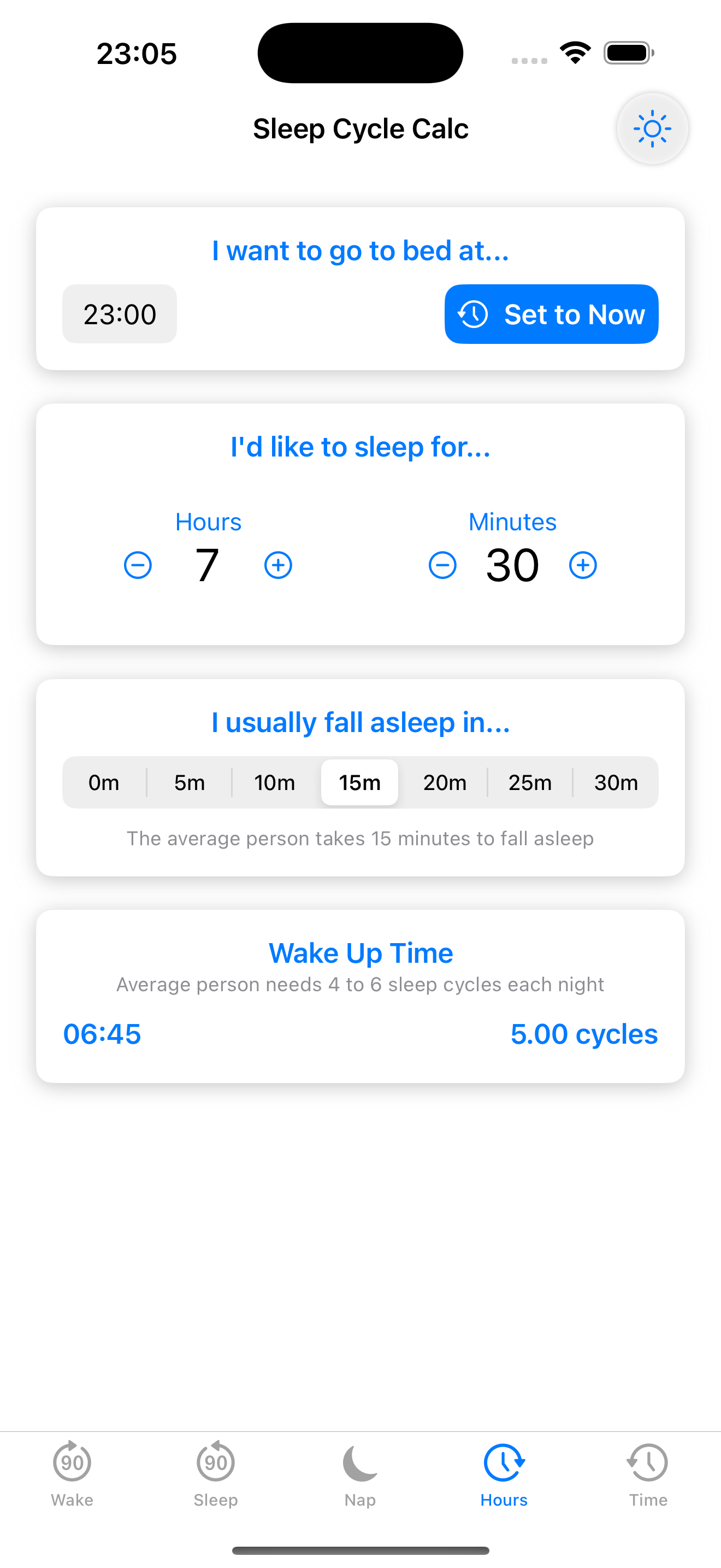 Hours calculator (light)