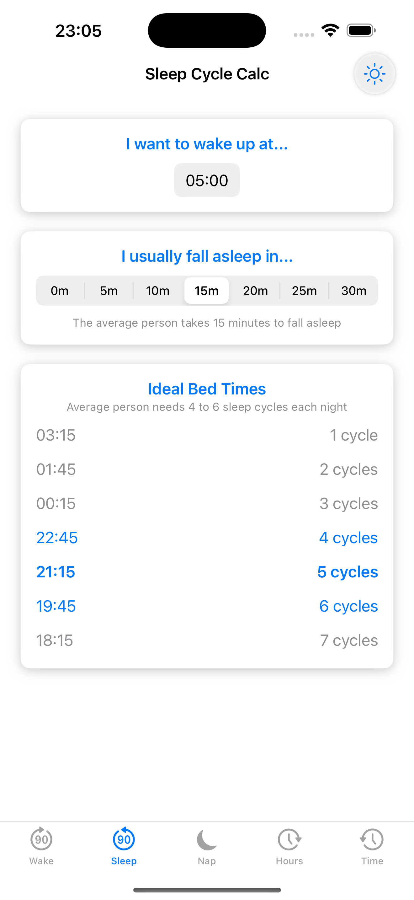 Sleep tab (light)